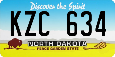 ND license plate KZC634