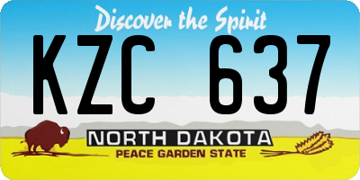 ND license plate KZC637