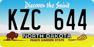 ND license plate KZC644