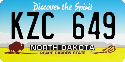 ND license plate KZC649