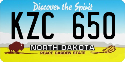 ND license plate KZC650