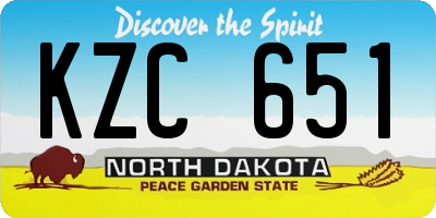 ND license plate KZC651