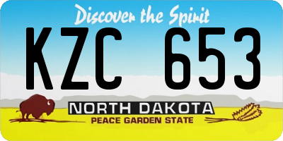 ND license plate KZC653