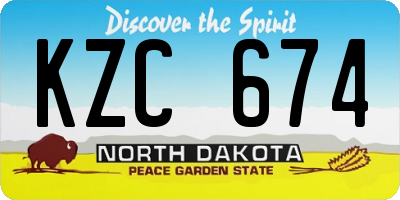ND license plate KZC674