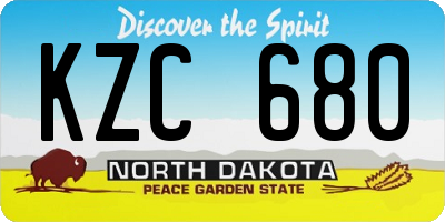 ND license plate KZC680