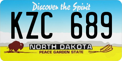 ND license plate KZC689