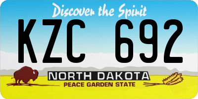 ND license plate KZC692