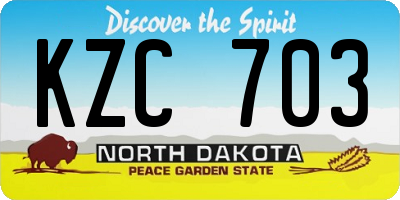 ND license plate KZC703