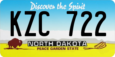 ND license plate KZC722