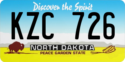 ND license plate KZC726
