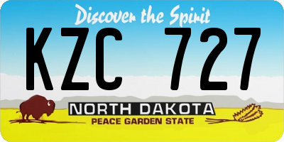 ND license plate KZC727