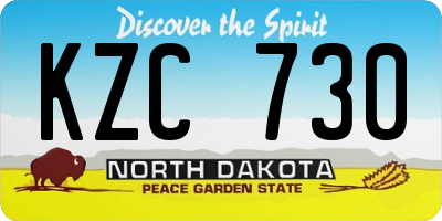 ND license plate KZC730