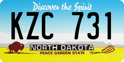 ND license plate KZC731
