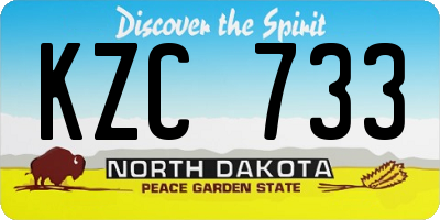 ND license plate KZC733