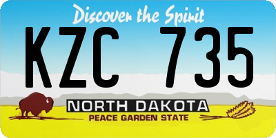 ND license plate KZC735