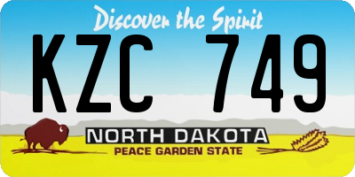 ND license plate KZC749