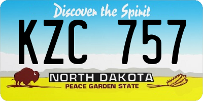 ND license plate KZC757