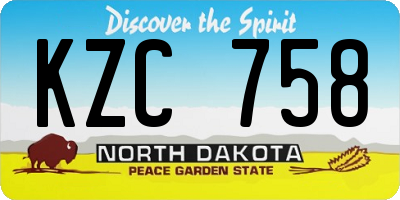 ND license plate KZC758