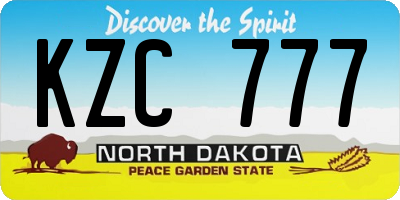 ND license plate KZC777