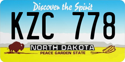 ND license plate KZC778