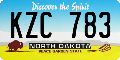 ND license plate KZC783