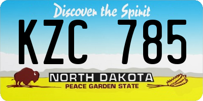 ND license plate KZC785