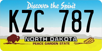 ND license plate KZC787
