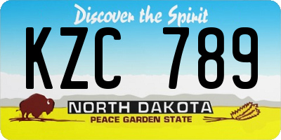 ND license plate KZC789