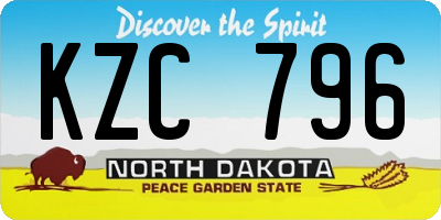 ND license plate KZC796