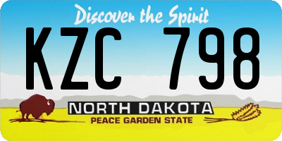 ND license plate KZC798