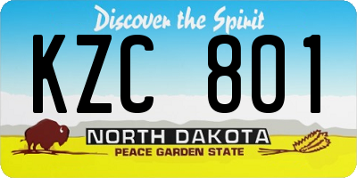 ND license plate KZC801