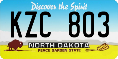 ND license plate KZC803