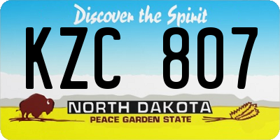 ND license plate KZC807