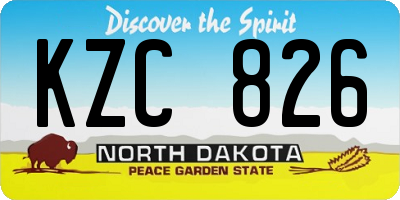 ND license plate KZC826