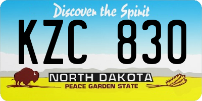 ND license plate KZC830