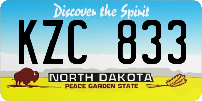ND license plate KZC833