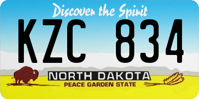 ND license plate KZC834
