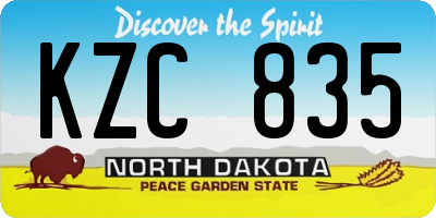 ND license plate KZC835