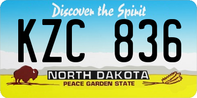 ND license plate KZC836