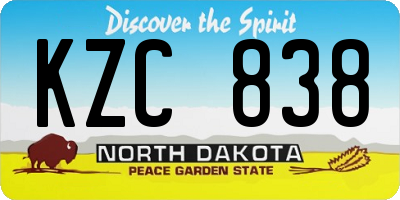 ND license plate KZC838