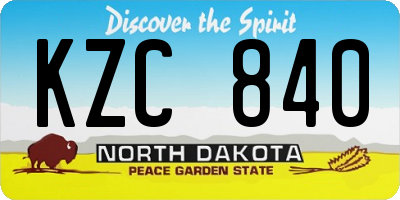 ND license plate KZC840