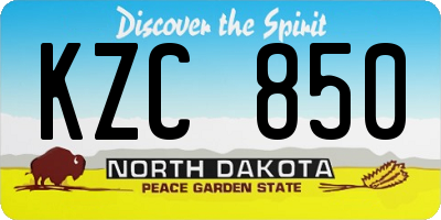 ND license plate KZC850