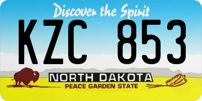 ND license plate KZC853