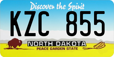 ND license plate KZC855