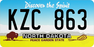 ND license plate KZC863