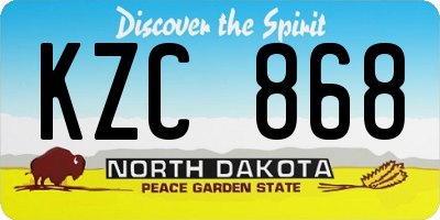 ND license plate KZC868