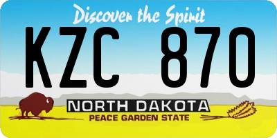 ND license plate KZC870