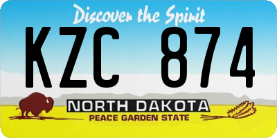 ND license plate KZC874
