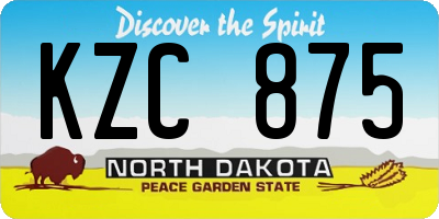 ND license plate KZC875