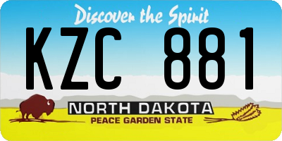 ND license plate KZC881